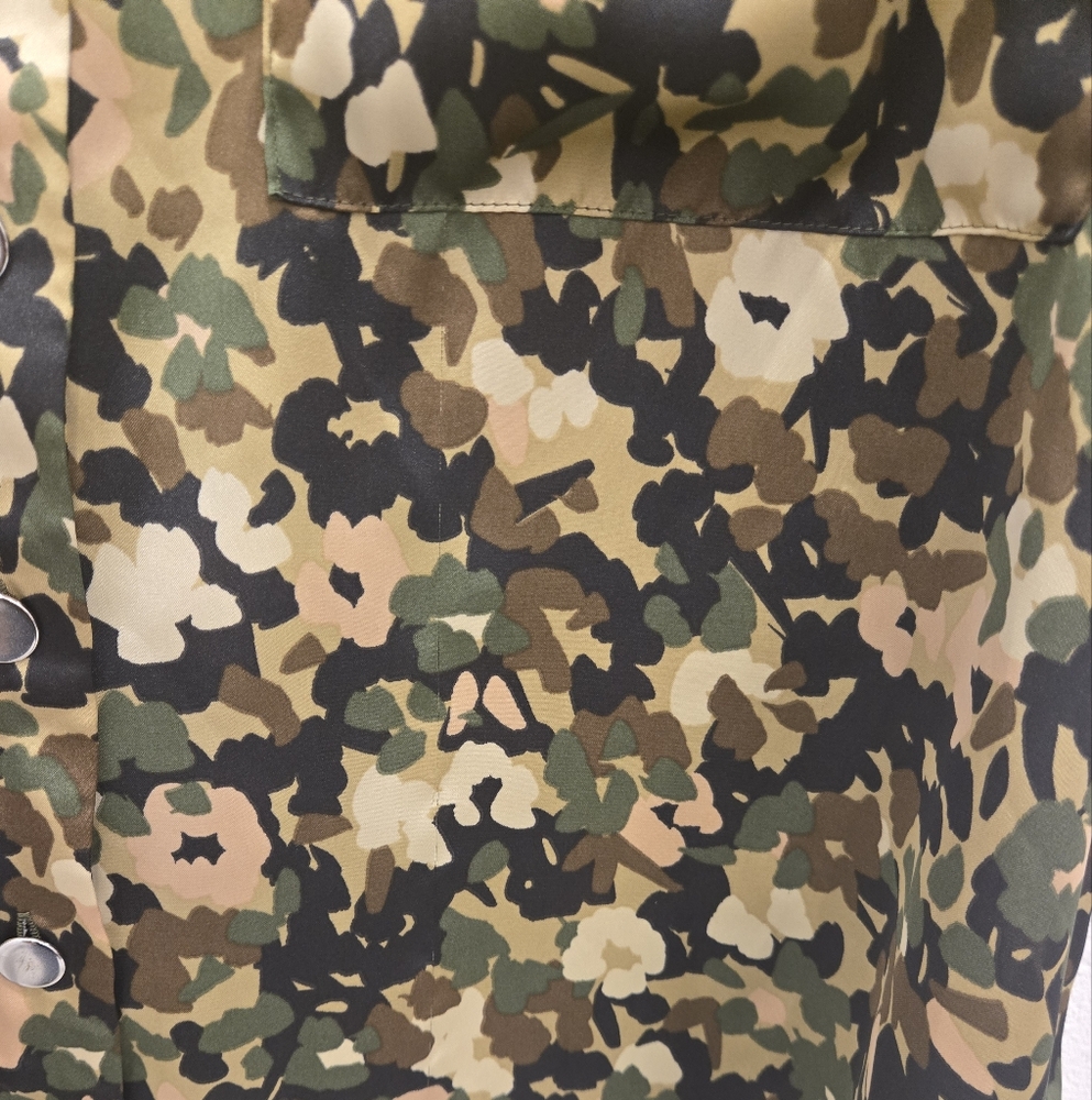 Zara Camouflage Print Blouse - Green, Brown, Black‎ - Picture 7 of 10